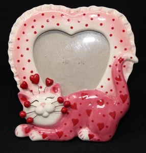 Marco de fotos AMY LACOMBE 2006 Whimsiclay "Adora" Heart Kitty #15253, 5,75" EPOC - Imagen 1 de 11