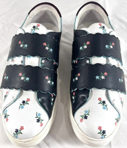 Sneakers basse FENDI in pelle bianco e nero stampa floreale contrassegnate come 39 (9US)