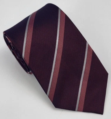 Corbata de seda Kenneth Cole Reaction gris granate rayas rosas hombre 57 x 2,7/8 Foto 1 de 4