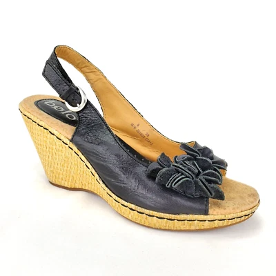 BOLO Mujer 8 Cuero Negro Cordones Punta abierta Alpargata Sandalia Zapatos Flor Foto 1 de 4