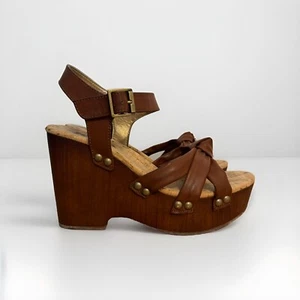 Sandalias de cuña KORKS para mujer talla 8 marrón Dawson con tiras y hebilla al tobillo plataforma - Imagen 1 de 15