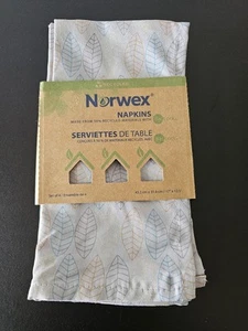 Norwex Set of 4 Napkins Leaf Pattern with Baclock 17” X 12.5” Recycled Gray  New - Picture 1 of 3