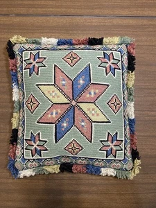 Vintage schwedisch nordisch traditionell Handarbeit Blumen Dekokissen 12x13" - Bild 1 von 11