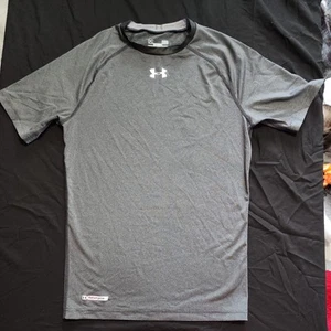 Under Armour Boy's Compression Heatgear Short Sleeve Gray T-Shirt Large (L) - Picture 1 of 6