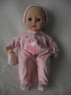 14" FIRST BABY ANNABELL SOFT BODIED DOLL & BOTTLE - SLEEPING BLUE EYES - ZAPF - Image 1 of 4