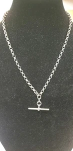 Sterling Silver Necklace. T-Bar Rolo Belcher Chain. 18.3g IBB Italy Hallmark.18" - Picture 1 of 20