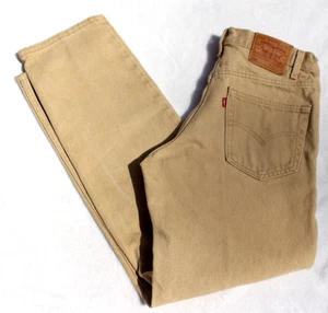 Vintage 90er Levi's beige Relaxed Fit Tapered Jeans Gr. 32x32 (Etikett 33x32) MADE IN USA - Bild 1 von 8