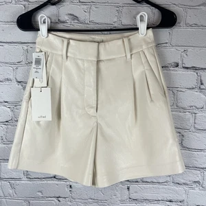Aritzia Wilfred Shorts Women’s 00 White Effortless High-Waisted Vegan Leather 5” - Picture 1 of 9