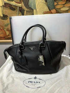 prada black pebbled leather handbag - Picture 1 of 21
