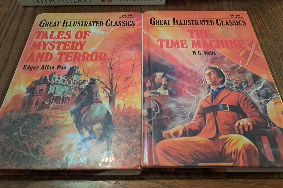 Great Illustrated Classics 2 Book Lot Adventures Time Machine Edgar allan Poe - Image 1 of 4