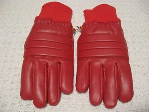 Vintage Womens Puffy Red "Youth/ Ladies" Med/Large Winter Ski Gloves - Picture 1 of 9