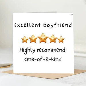 Boyfriend 4 Star Birthday Card - Boyfriend Rating - Birthday Card For Him - 6x6 - Picture 1 of 2