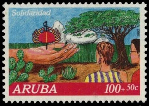 ARUBA B28 - Social and Cultural Surtax "Cancer Fund Emblem" (pb18761) - Picture 1 of 1