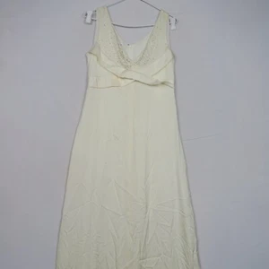 Armani Collezioni Womens Maxi Dress 42 or 10(AU) White Silk Beaded Sleeveless - Picture 1 of 11