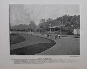 1896 LONDON PRINT + TEXT CYCLING AT HERNE HILL - Picture 1 of 1