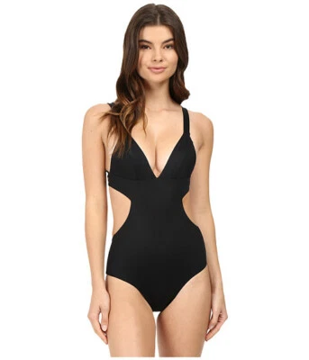 Maiô Feminino Vitamin Ava Plunge Cut Out Maillot tamanho 4/XS EcoLux Preto   - Imagem 1 de 2