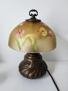 FENTON 'GOLDEN TULIP' 100th Anniversary lamp W/ Signed Shade Table Floral ART - Picture 1 of 24