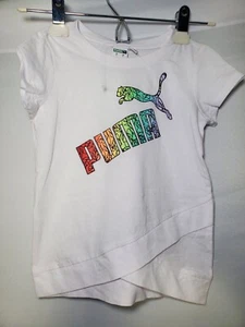 Puma Girls Purple Capri Leggings And White T-shirt Colorful Logo Set Size 5. - Picture 1 of 7