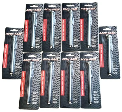 10 ACCU-GAGE STAINLESS STEEL TIRE AIR PRESSURE GAUGE'S 120PSI PENCIL TYPE P120SS - Image 1 of 2