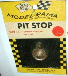 3:8 to 1 Crown & Pinion Gear Set K&B 36 T X 10 T 1/8" Motor Shaft Slot Car NOS - Picture 1 of 4