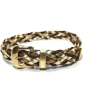 Accessories by Pearl Women's Belt XS VTG Gold Brown Braided Metal Tip Classic - Picture 1 of 7