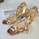 Lilianna Sandals Size 8 Open Toe Strappy Ankle Strap Chunky Block Heel Rose Gold