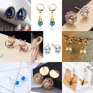 Dipper Zircon Wine Glass Shape Cute Cat Pearl Crystal Stud Earring Jewelry Gift - Picture 1 of 68