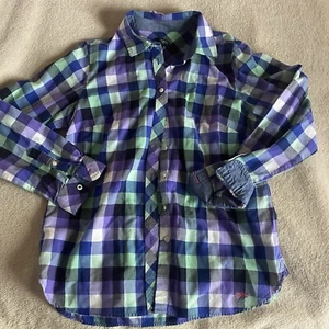 Talbots kariertes Hemd Small Petite 100 % Baumwolle Knopfleiste Oberteil lila blau - Bild 1 von 10