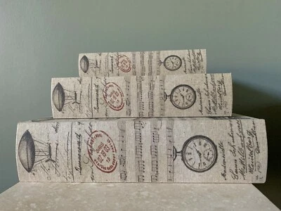 Juego de 3 cajas de libros de anidación de lona de madera tres manos 13 x 9,5,10,3 x 7,8 x 5  Foto 1 de 4