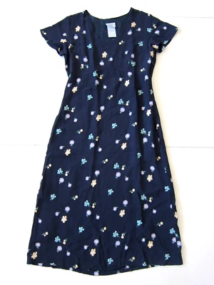 Vintage Laura Ashley 100% Rayon Blue Purple Floral Empire Maxi Sun Dress Size 8 - Image 1 of 4