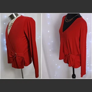 Michael Kors Women's Blouse Size Large L Red Button Stretchy Long Sleeve - Picture 1 of 15