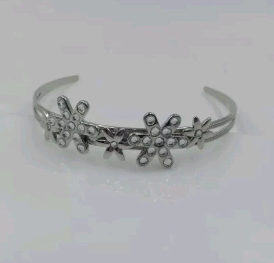 American Girl Tiara Headband for 13in Dolls Silver With Flowers