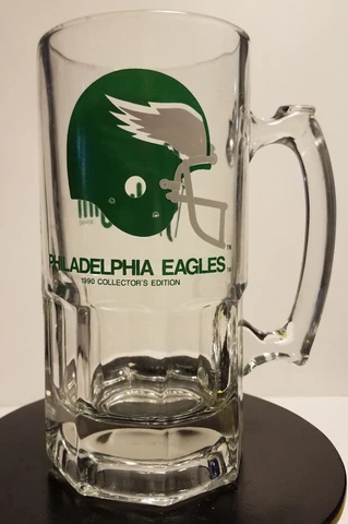 Vintage Philadelphia Eagles Slim Jim 1990 Collector Edition Beer Glass Mug Stein Cover