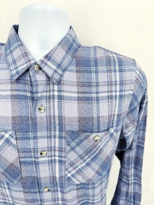 Travis Mathew Men's Small Flannel Button Down Shirt Blue Plaid Golf Casual Logo - Picture 1 of 6