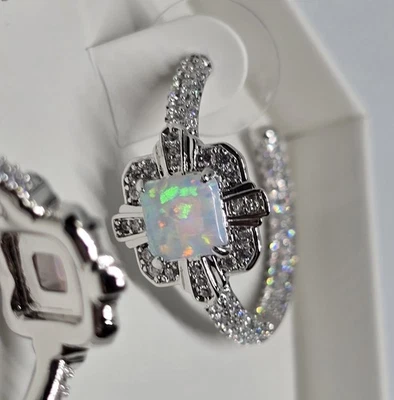 Bomb Party October 2025 ER56417 'Loop Me In Love' Opal On Rhodium Bolo Earrings - Image 1 of 4