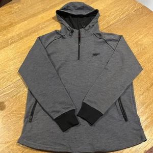 Arsenal FC Sweatshirt Hoodie Mens XL Official 1/4 Zip Grey Black Embroidered - Picture 1 of 14