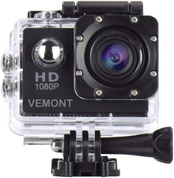 VEMONT Action Camera, 1080P 12MP Sports Camera Full HD 2.0 Inch Black  - Image 1 of 4