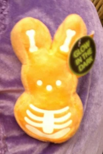 Neu mit Etikett Peeps Halloween SKELETT ORANGE Hase Plüsch leuchtet im Dunkeln ~ 5,5 Zoll - Bild 1 von 2