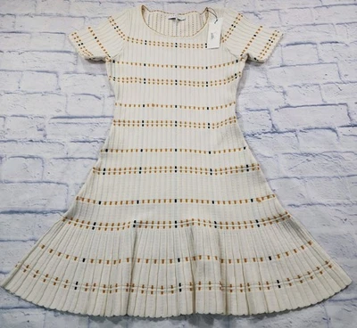 Vestido Sandro Paris MUJER TALLA 3 US L Antes Tejido Acampanado Beige Texturizado Foto 1 de 4