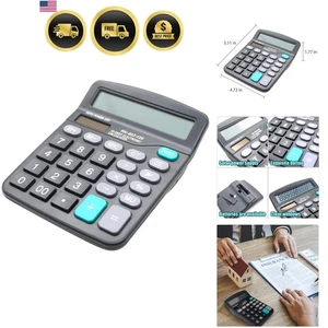 Desk Calculator 12-Digit Solar Battery Office Calculators Large LCD Display - Picture 1 of 6