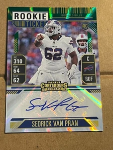 2024 PANINI CONTENDERS ROOKIE TICKET GREEN SUNBURST- SEDRICK VAN PRAN BILLS AUT0 - Picture 1 of 2