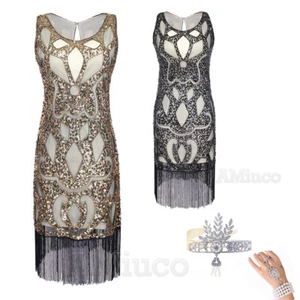 1920s Flapper Dress Great Gatsby Downton Party Vintage Fringeds Tassels Dresses - Picture 1 of 11