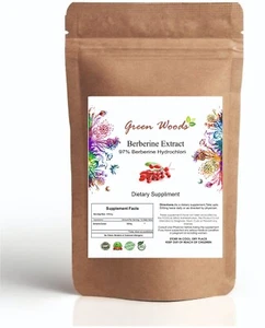 Berberine HCL 97% Extract Powder Blood Sugar Control High Quality Free Shipping - Picture 1 of 6