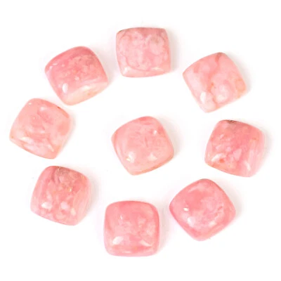 Cabujón calibrado forma cuadrada ópalo rosa natural fabricación de joyas piedras preciosas sueltas Foto 1 de 4