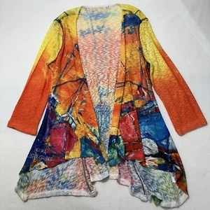 Leoma Lovegrove Women's Medium 3/4 Sleeve Cardigan Sweater Wearable Art Orange - Picture 1 of 14