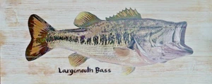Fish Bass Wooden Wall Art 17" x 9" - Picture 1 of 2