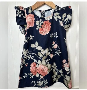 Navy Floral Toddler Dress, Sz 1-2 - Picture 1 of 4