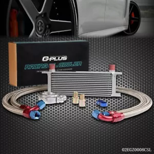 Universal 13 Row Transmission Engine Oil Cooler Sliver + Filter Adapter - Picture 1 of 10