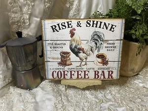Rustic Rooster, Coffee Bar, Rise & Shine, Handcrafted Sign / Plaque - Picture 1 of 3