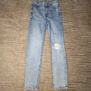 Express Size 00R Girls Youth Jeans Slim Super HIgh Rise Distress Denim Blue - Picture 1 of 12